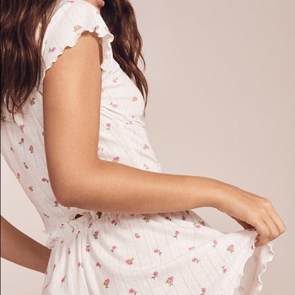 For Love And Lemons Blossom Pointelle Top White Floral Medium NEW - Picture 3 of 8